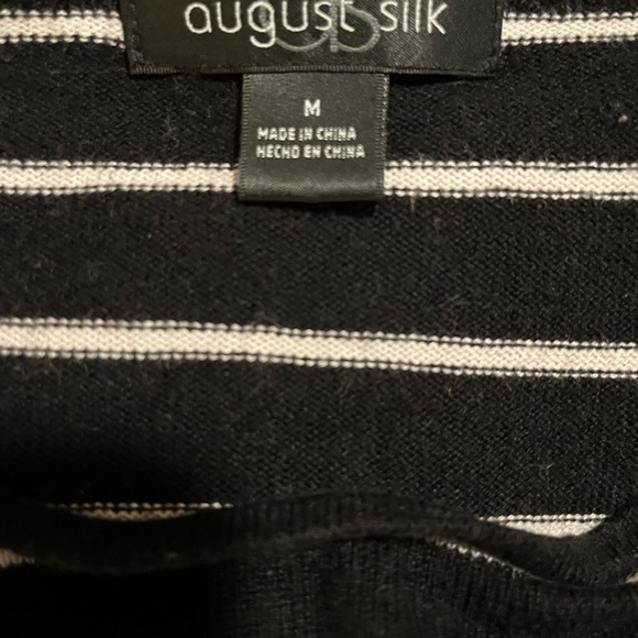 August Silk Black and White Stripe Sweater Medium - Picture 7 of 7
